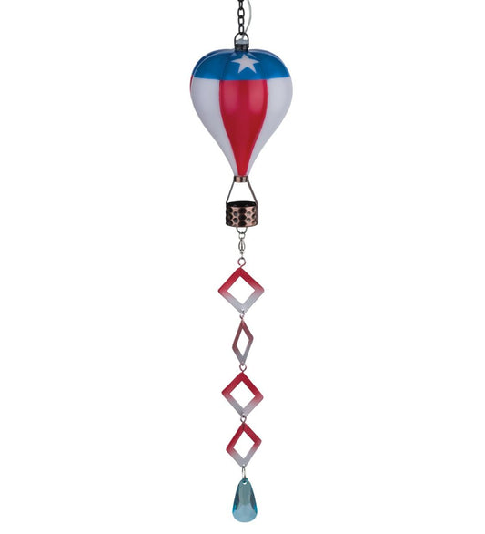 Mini Hot Air Balloon Spinner Solar Lantern - Americana