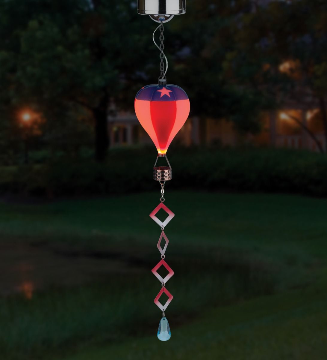 Mini Hot Air Balloon Spinner Solar Lantern - Americana