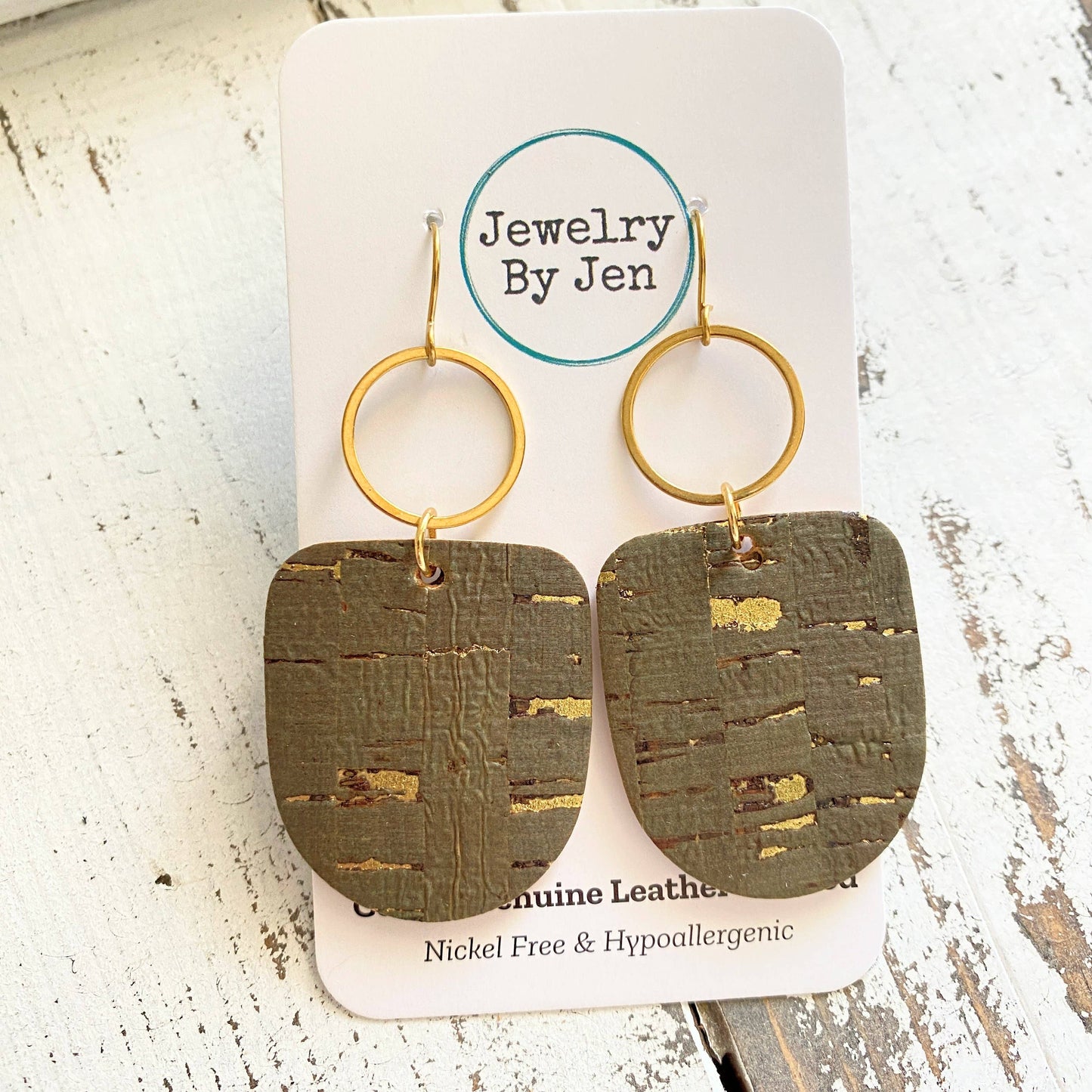 Boho Dangle: Olive Cork w/Gold Accents
