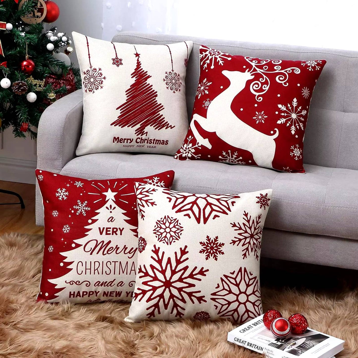 Christmas Themed Pillows, 18"