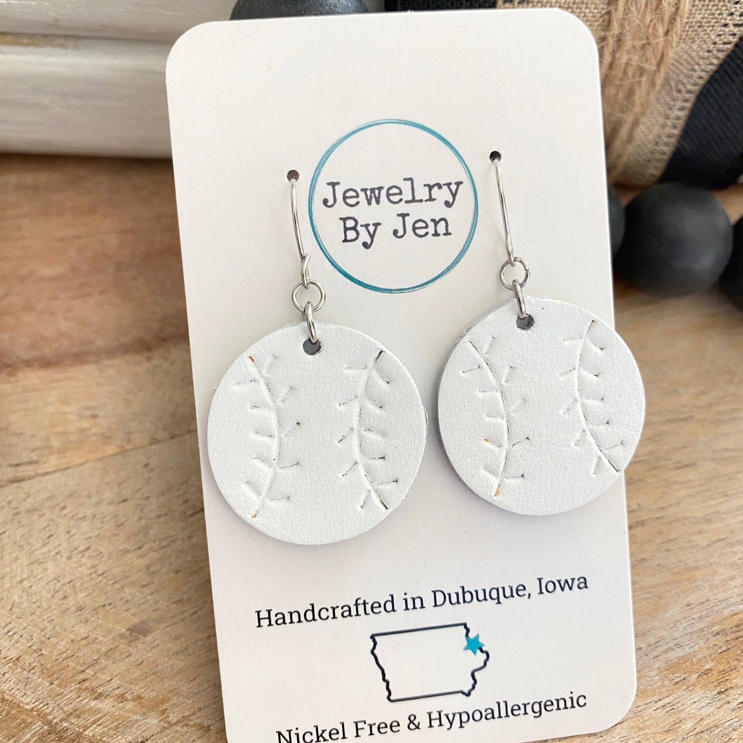 Embossed Baseball Earrings