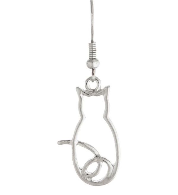 Silver Cat Earring