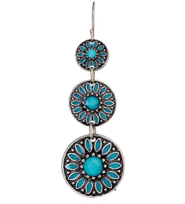 Silver Turquoise Flower Earring