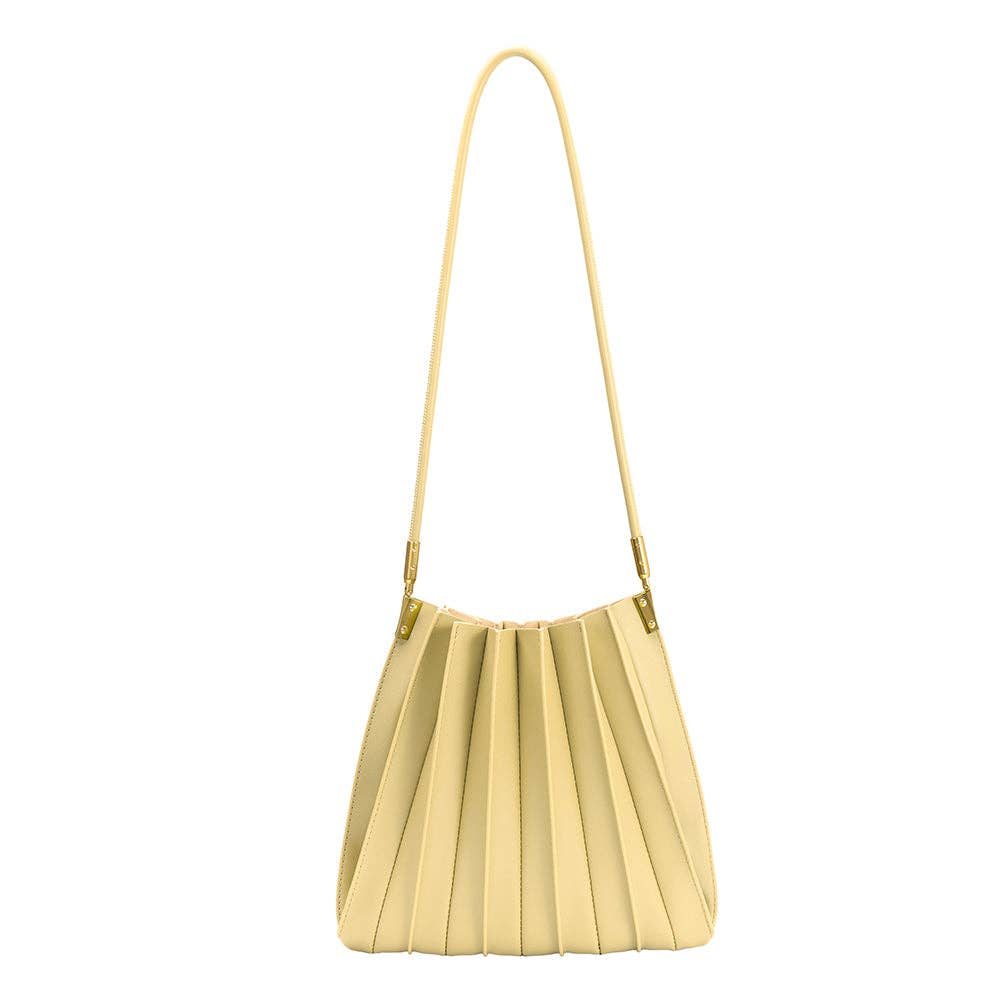 Carrie Yellow Pleated Vegan Shoulder Bag