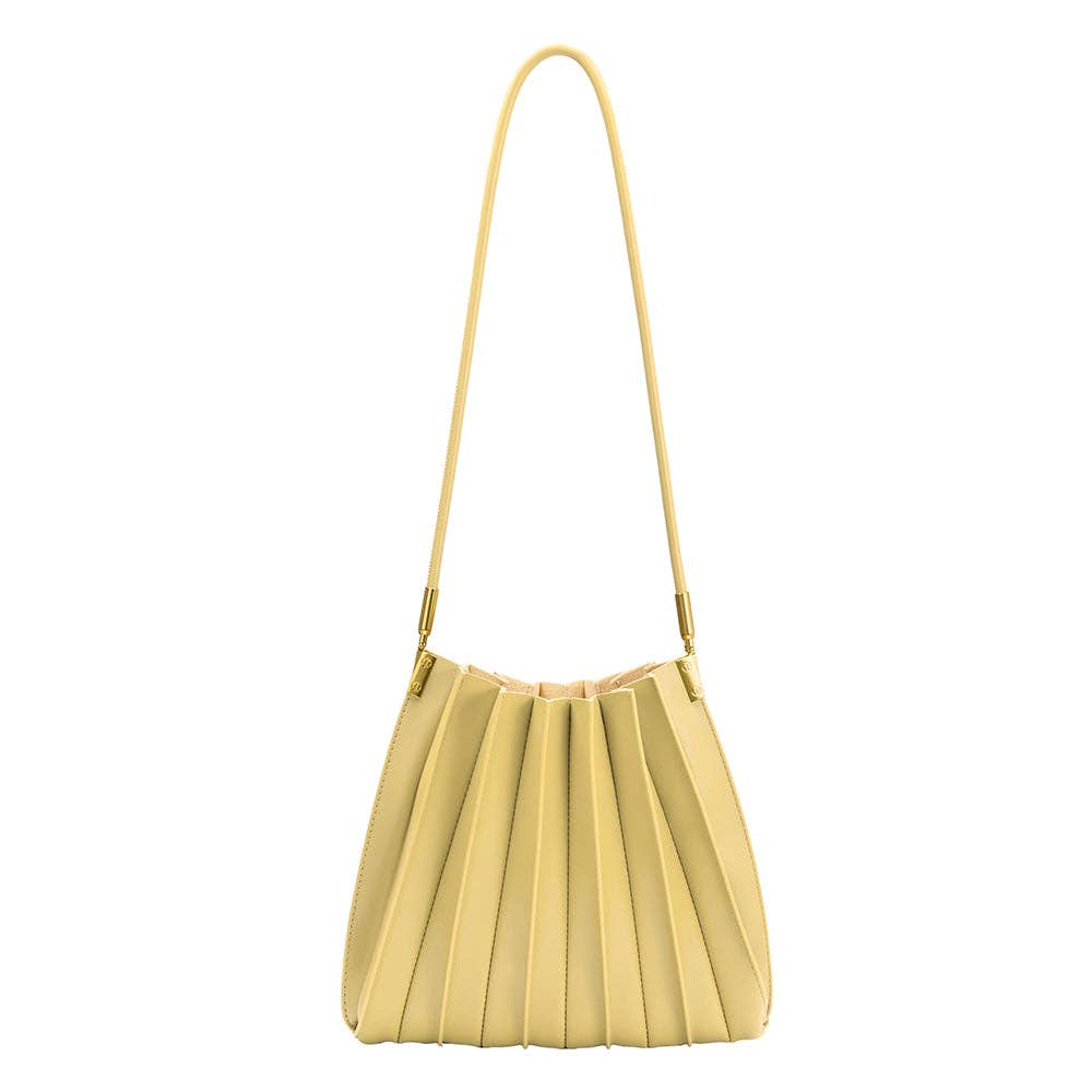 Carrie Yellow Pleated Vegan Shoulder Bag