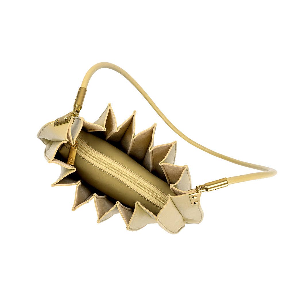 Carrie Yellow Pleated Vegan Shoulder Bag