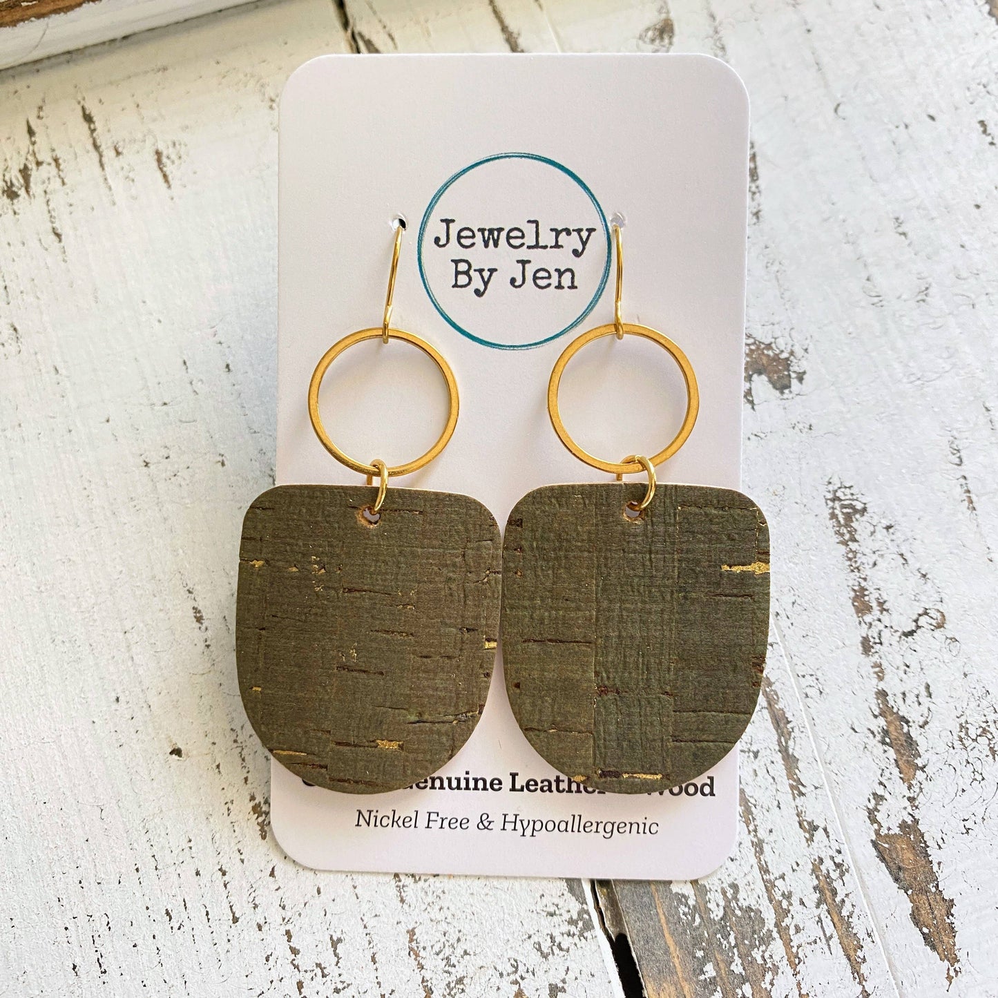 Boho Dangle: Olive Cork w/Gold Accents