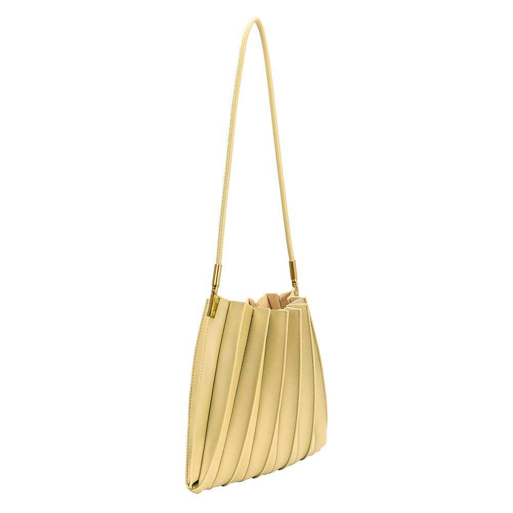 Carrie Yellow Pleated Vegan Shoulder Bag