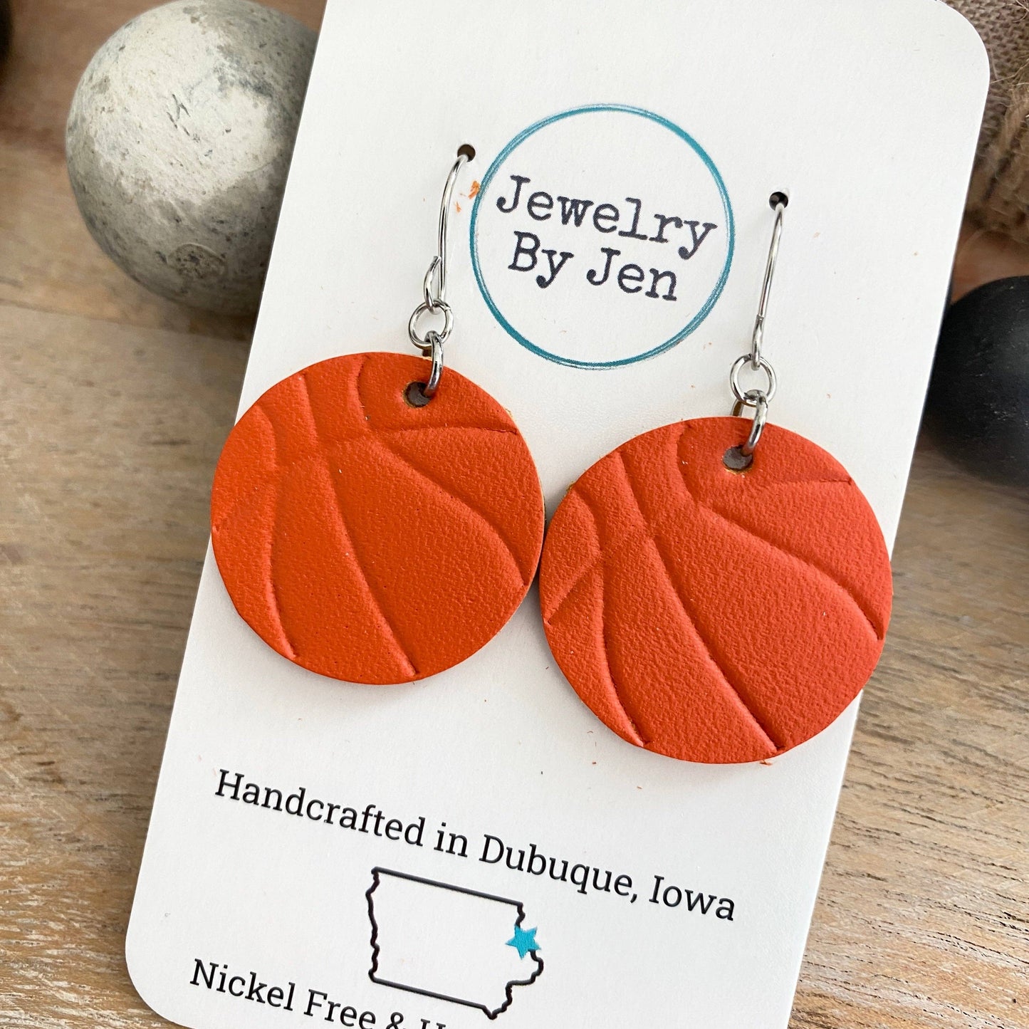Embossed Basketball Earrings