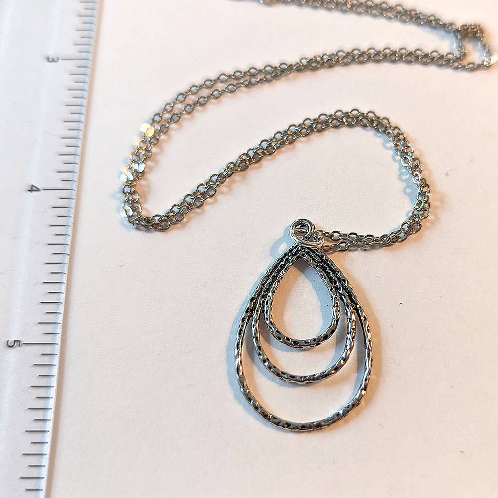 Antique Silver Triple Teardrop Necklace
