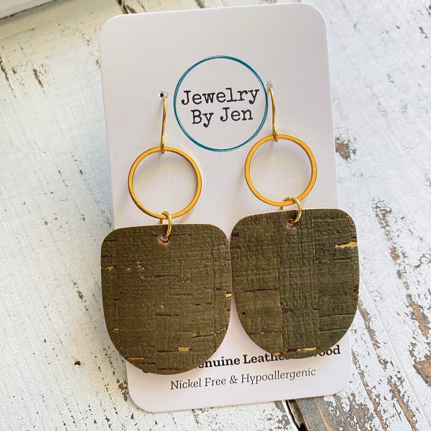 Boho Dangle: Olive Cork w/Gold Accents