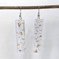 Silver Glitter Gold Leaf Mica Long Rectangle Resin Earrings