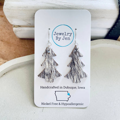 Christmas Tree Earrings: Hair On Cowhide