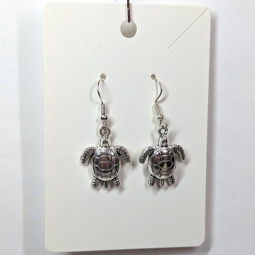 Antique Silver Sea Turtle Earrings