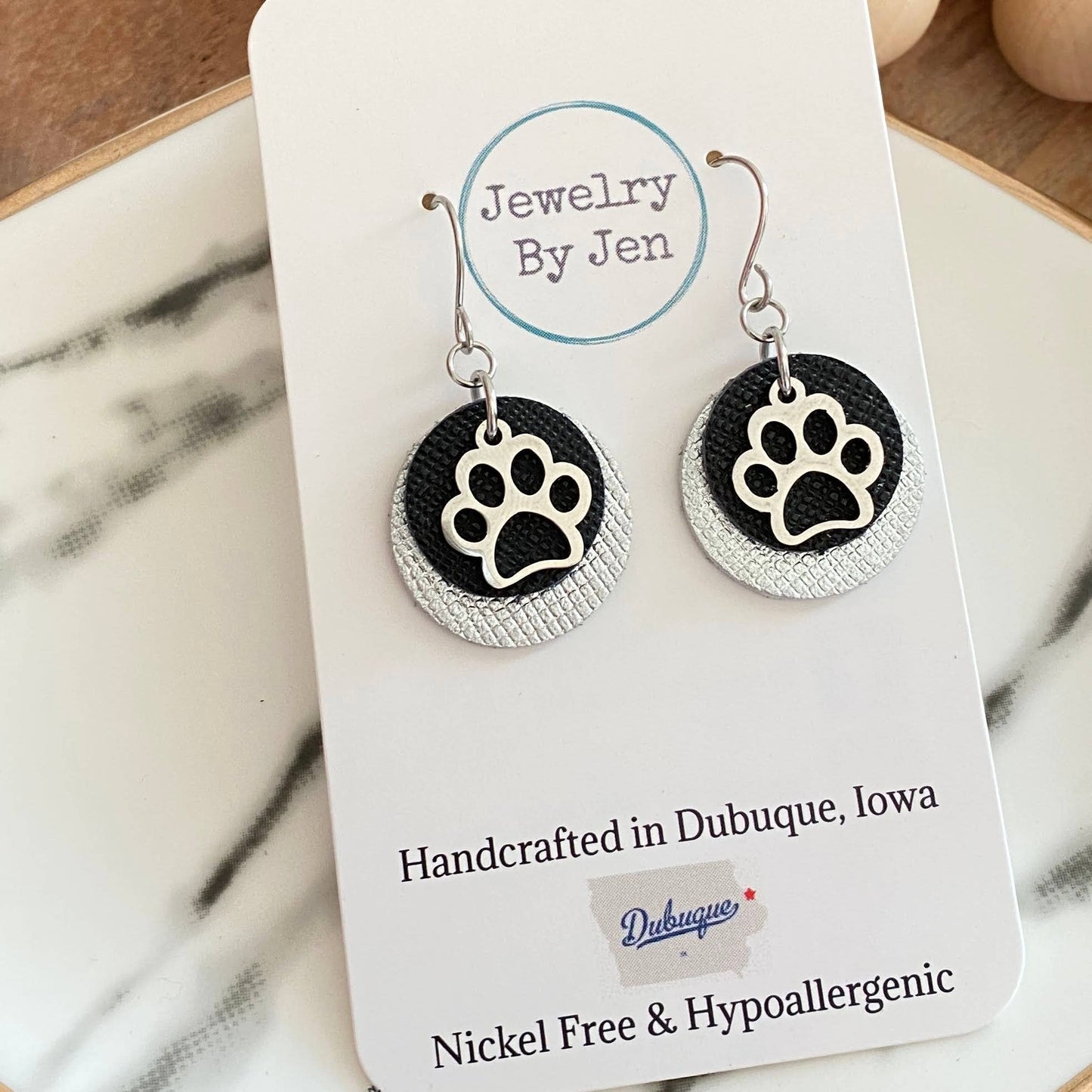 Paw Charm: Black & Silver