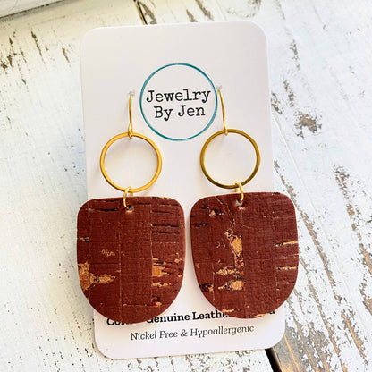 Boho Dangle: Cinnamon Cork w/Gold Accents