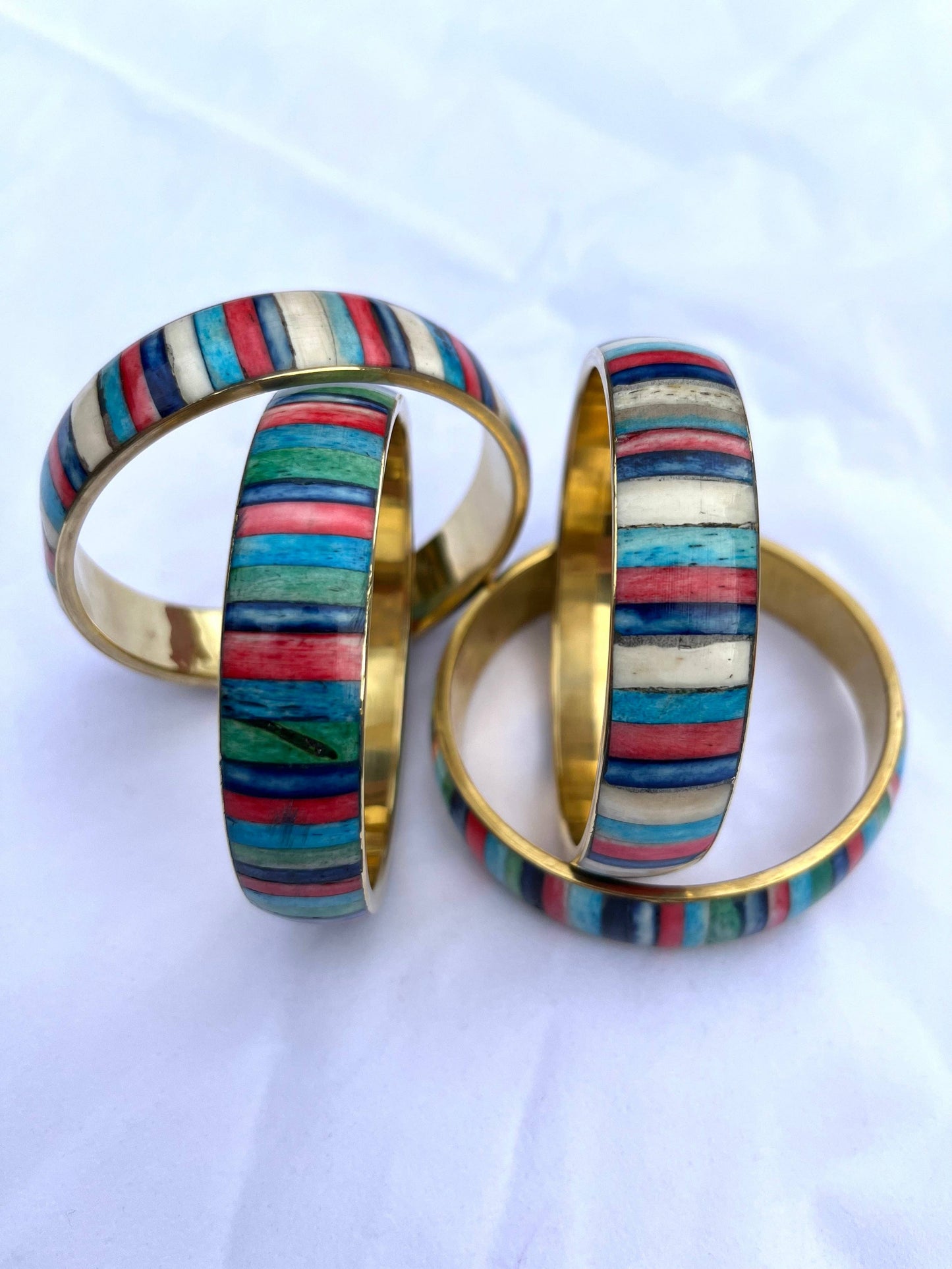 Bangle Bracelet with Resin Stripes