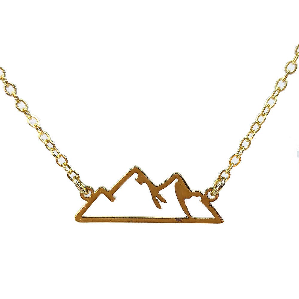 Stainless Steel Mountains Connector Gold Necklace