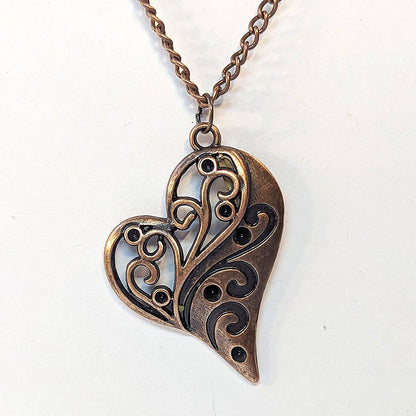 Decorative Hollow Heart Antique Copper Necklace