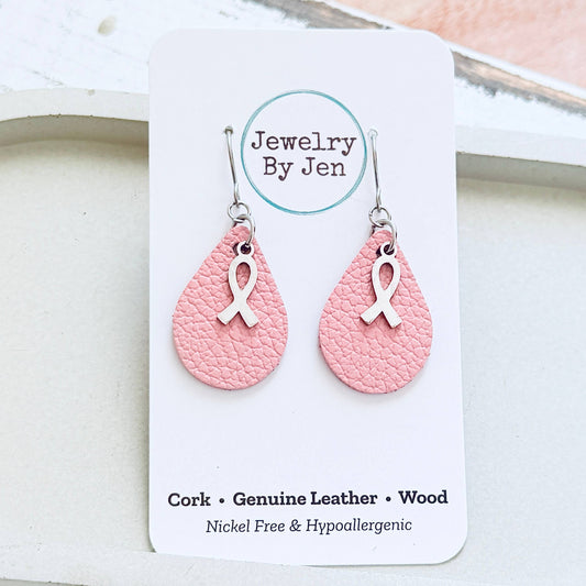 Breast Cancer Awareness Ribbon Earrings