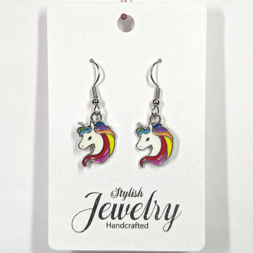 Colorful Random Rainbow Unicorn Enamel Earrings