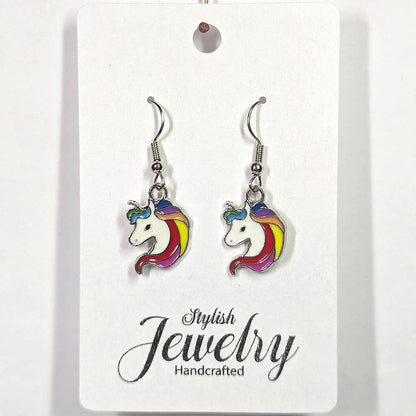 Colorful Random Rainbow Unicorn Enamel Earrings