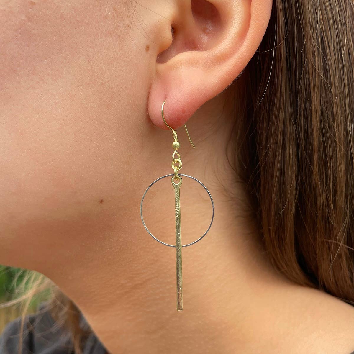 Bar Hoop Drop Earrings