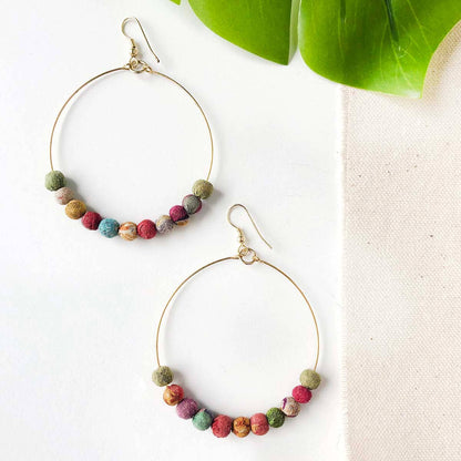 Kantha Beaded Hoop Earrings