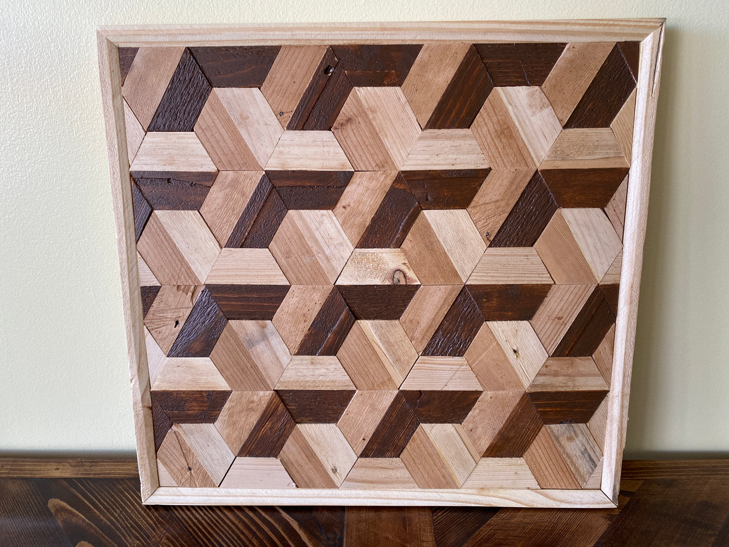 Inlaid Geometric Wooden Art