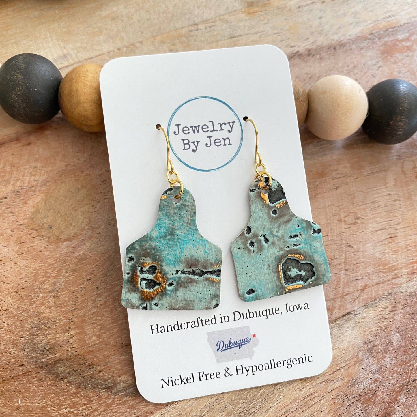 Small Cattle Tag: Turquoise Wildwood