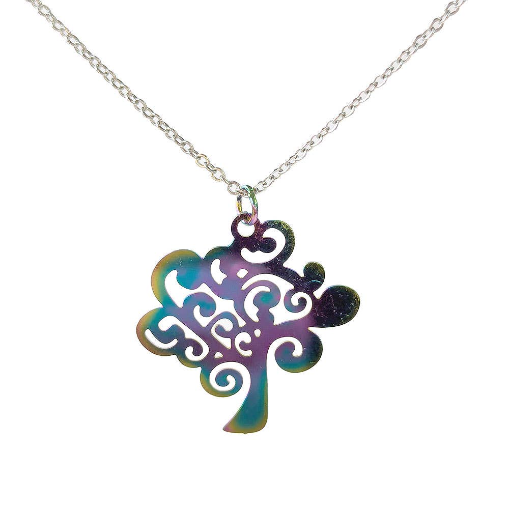 Stainless Steel Modern Lightweight Tree Rainbow Necklace