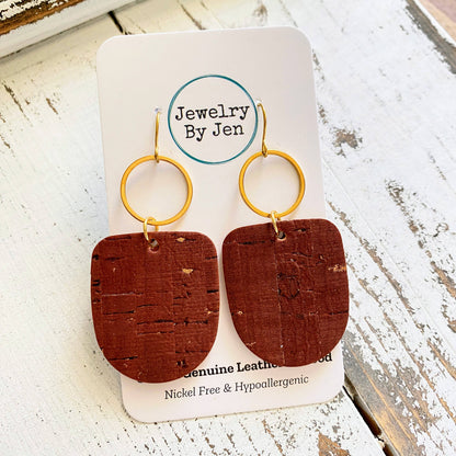 Boho Dangle: Cinnamon Cork w/Gold Accents