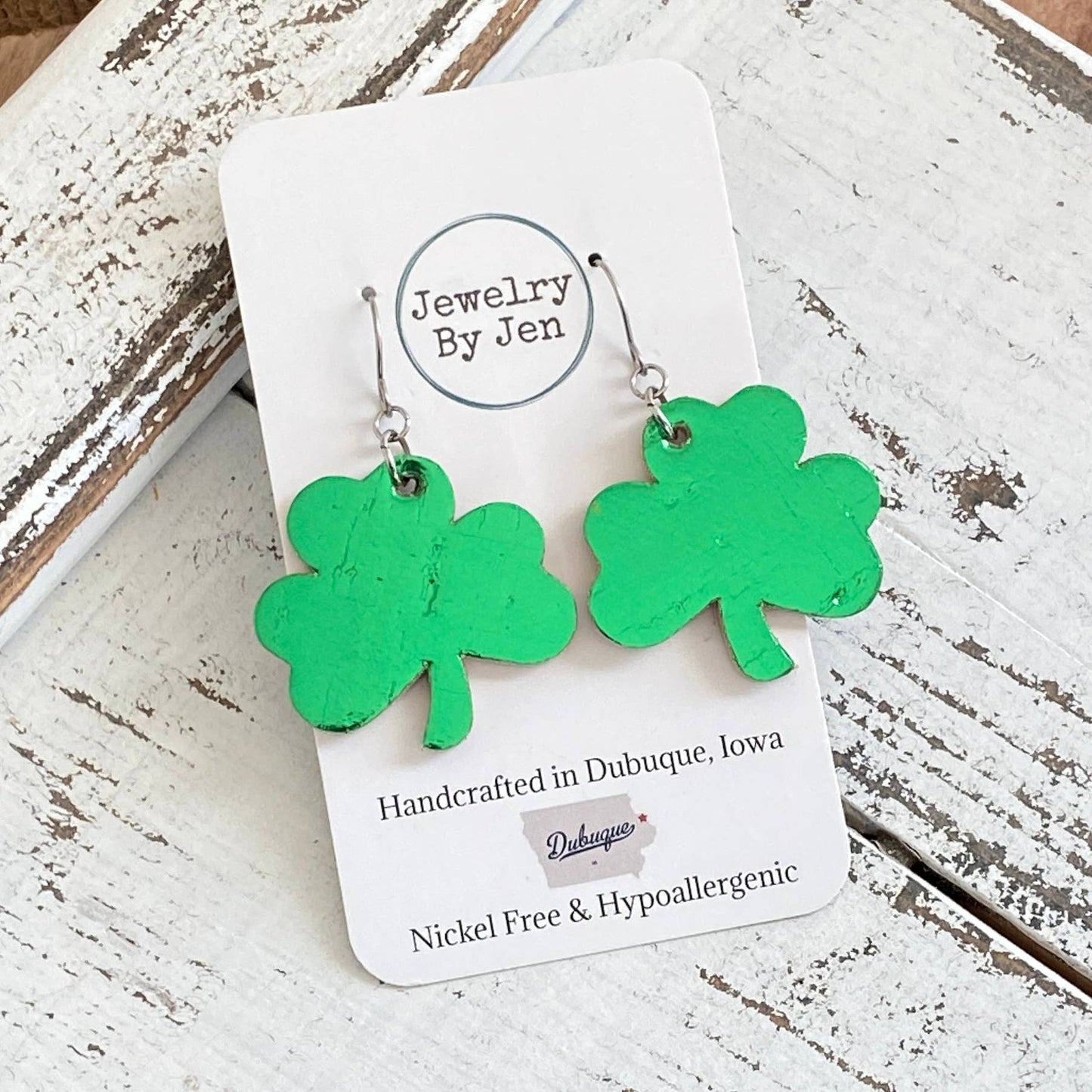 Shamrock (Small): Green Metallic Cork