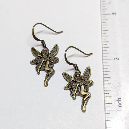 Antique Bronze Angel Fairy Fairies Vintage Style Earrings