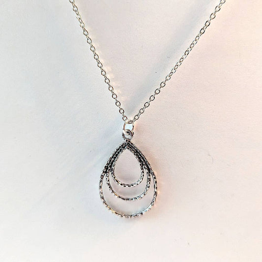 Antique Silver Triple Teardrop Necklace