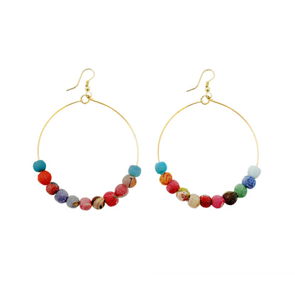 Kantha Beaded Hoop Earrings