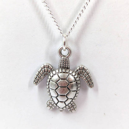 Sea Turtle Pendant Sterling Silver Necklaces 18"