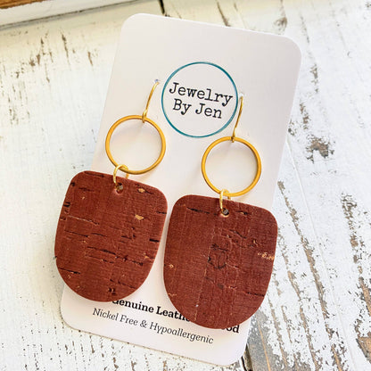 Boho Dangle: Cinnamon Cork w/Gold Accents