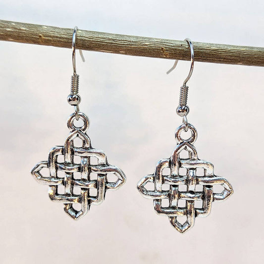 Celtic Knot Diamond Antique Silver Earrings