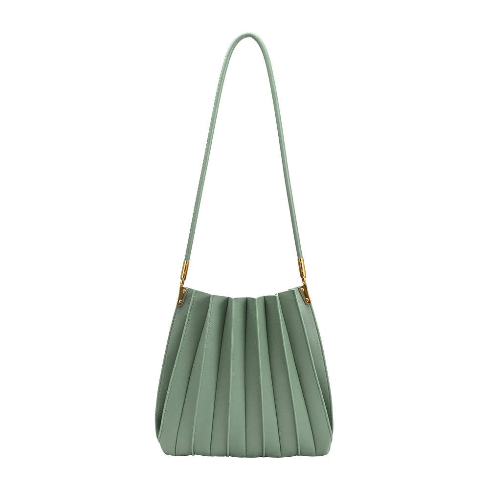 Carrie Sage Pleated Vegan Shoulder Bag