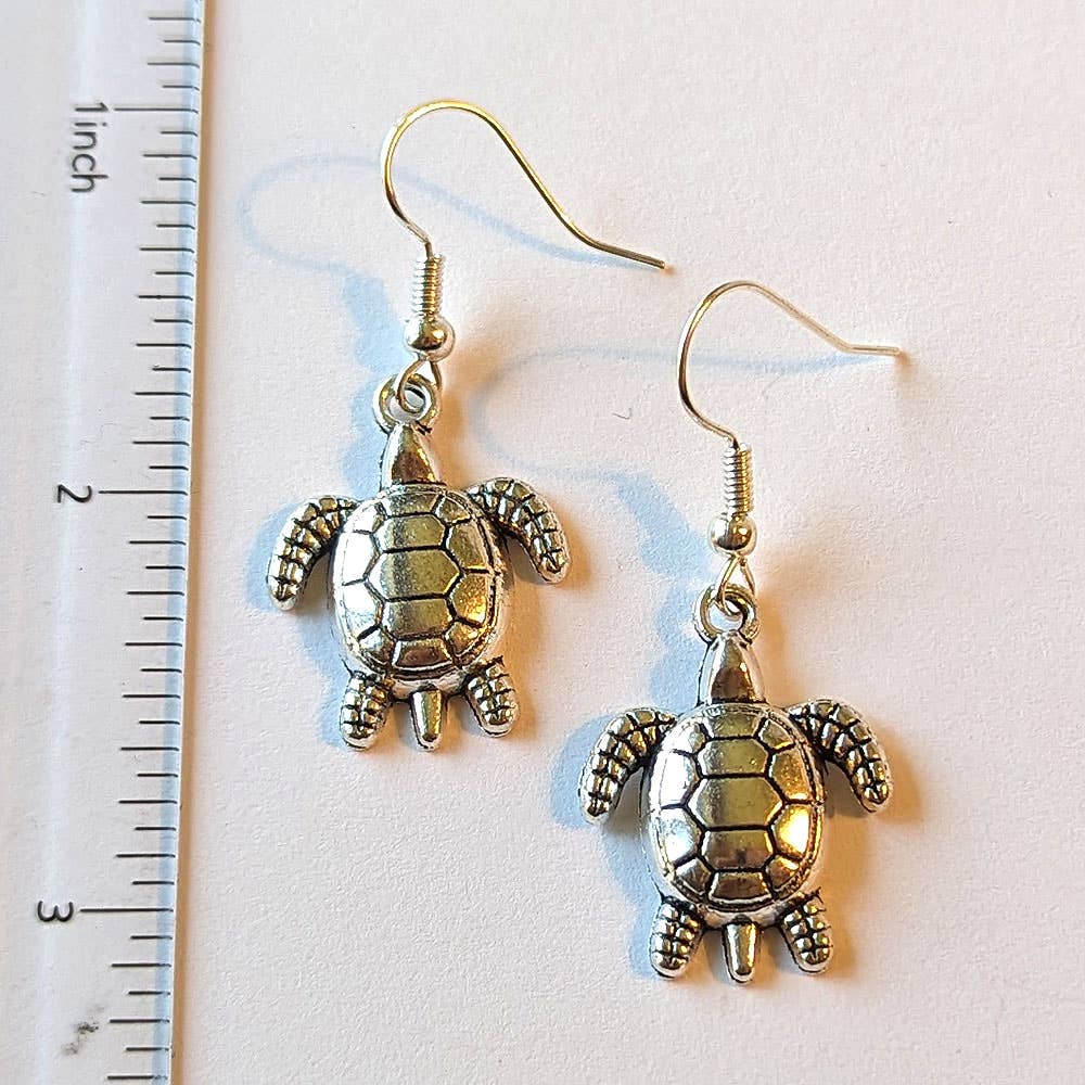 Antique Silver Sea Turtle Earrings