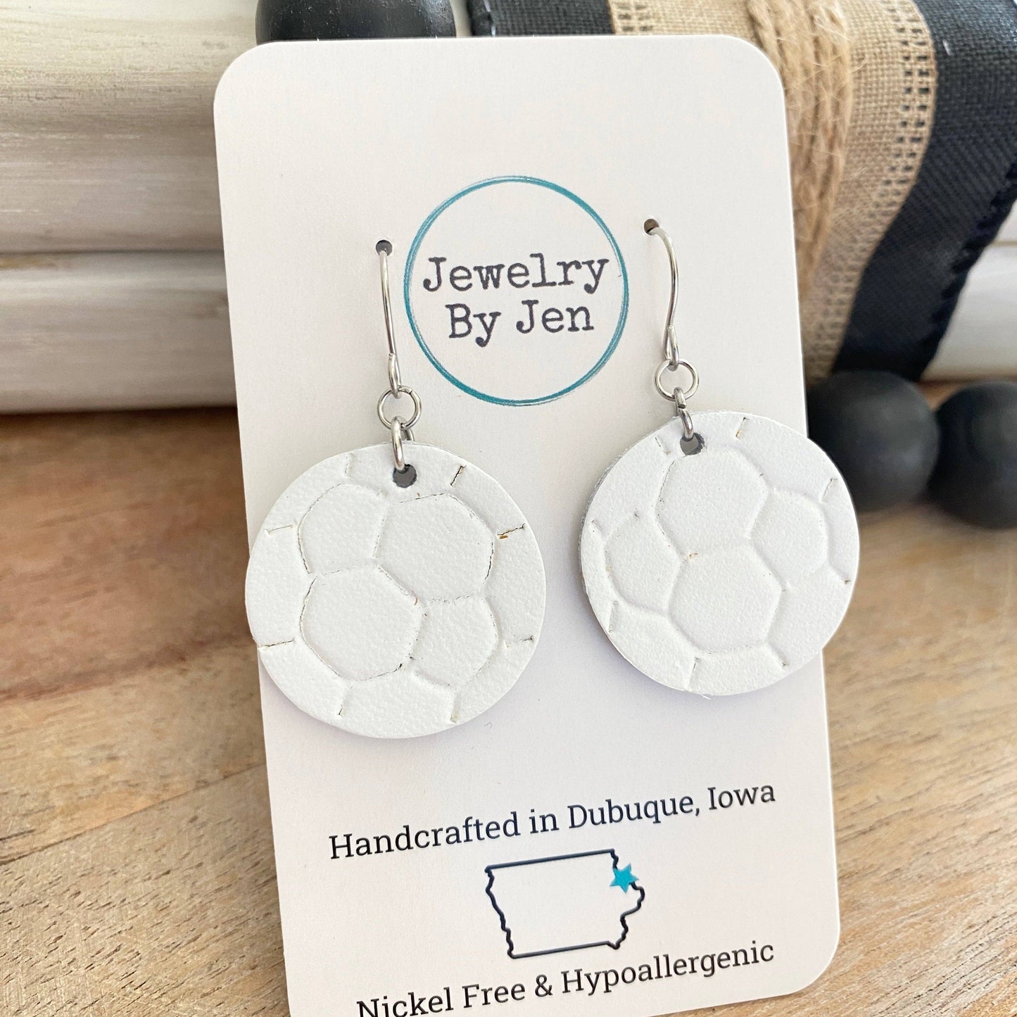 Embossed Soccer Ball Earrings