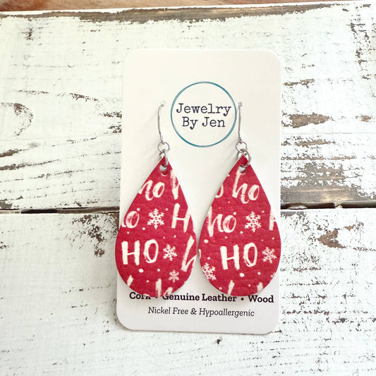 Medium Teardrop Earrings: Ho Ho Ho!