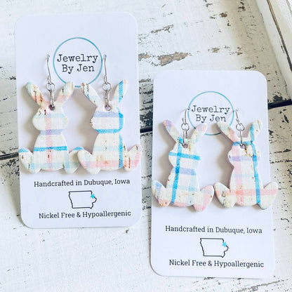 Easter Bunny Earrings: Spring Plaid