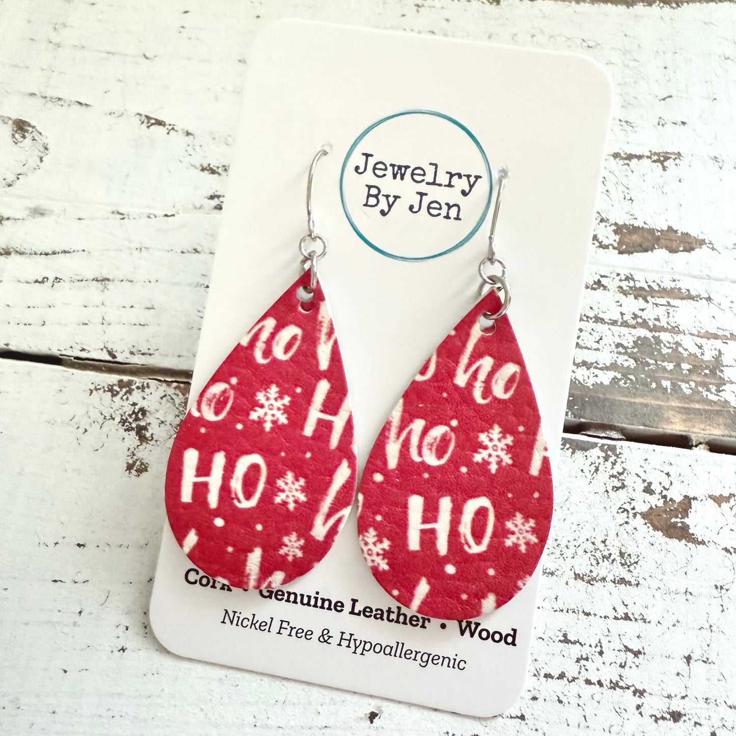 Medium Teardrop Earrings: Ho Ho Ho!