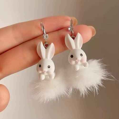 Furry Rabbit Earrings