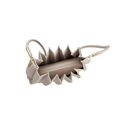 Carrie Bone Pleated Vegan Shoulder Bag