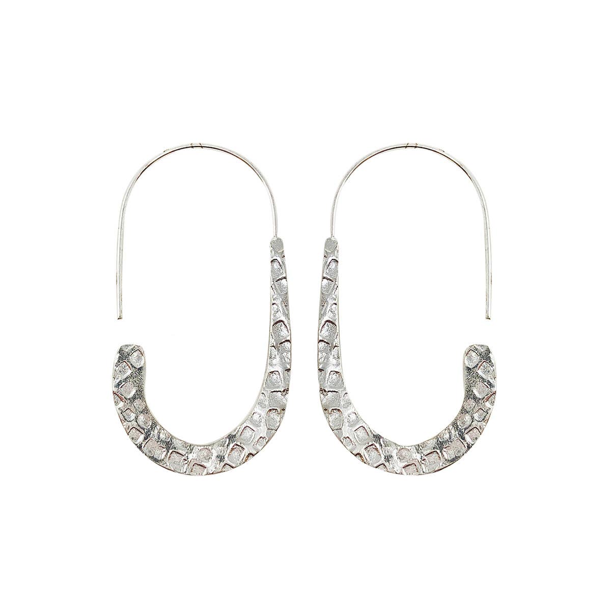 Textured Drop Earrings - Silver