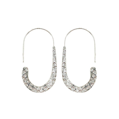 Textured Drop Earrings - Silver