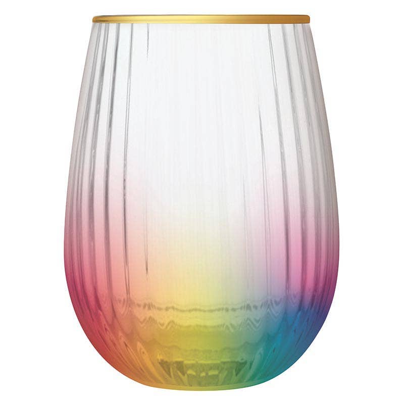 Wine Glass, Rainbow Beveled Stemless